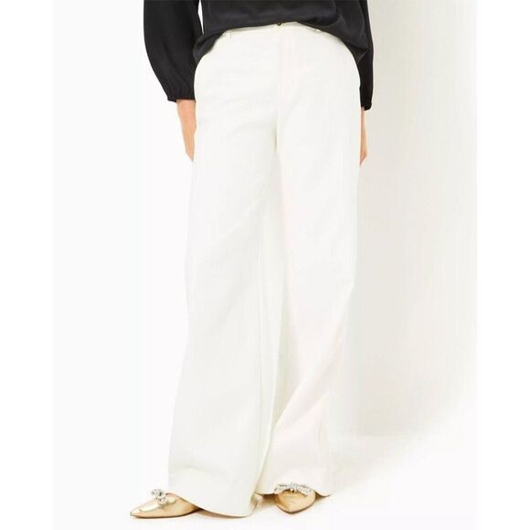 Lilly Pulitzer - Size 6 - Colletti High Rise Wide Leg Trouser Pant Coconut White - Picture 1 of 9